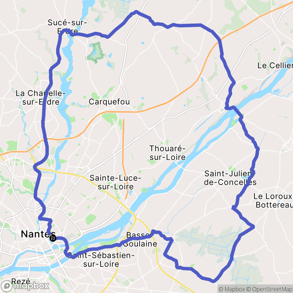 Nantes : carte du parcours de randonnée - France