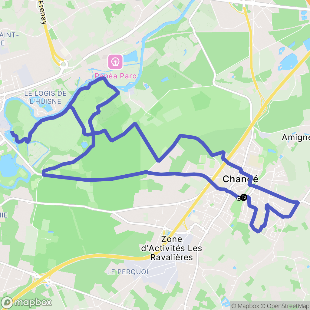 Changé : carte du parcours de randonnée - France