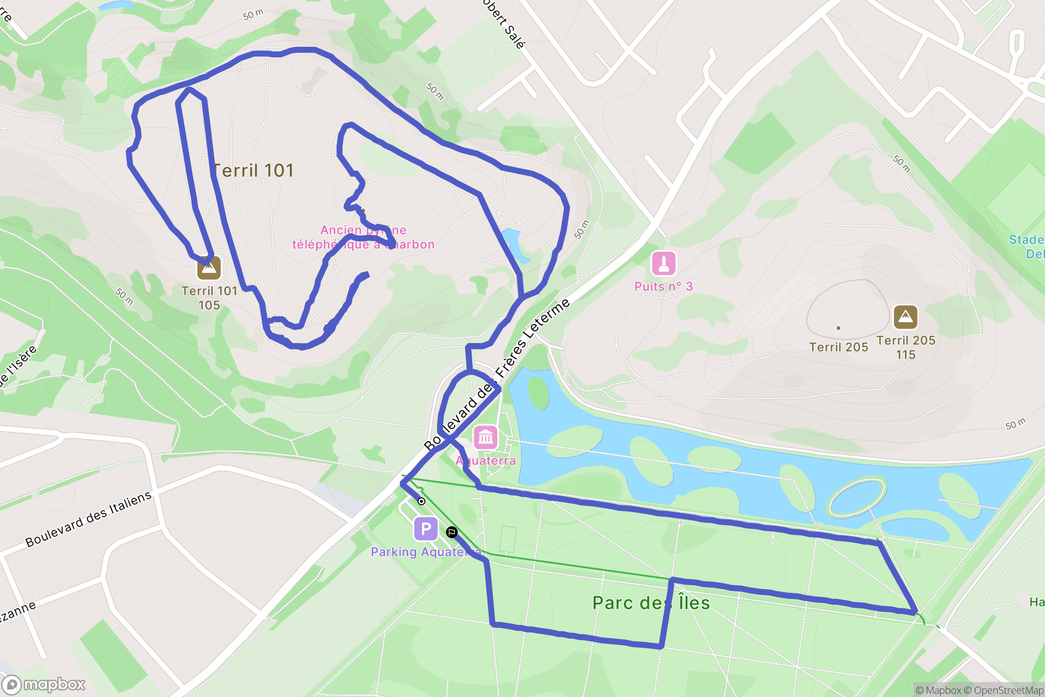 Hénin-Beaumont : carte du parcours de randonnée - France