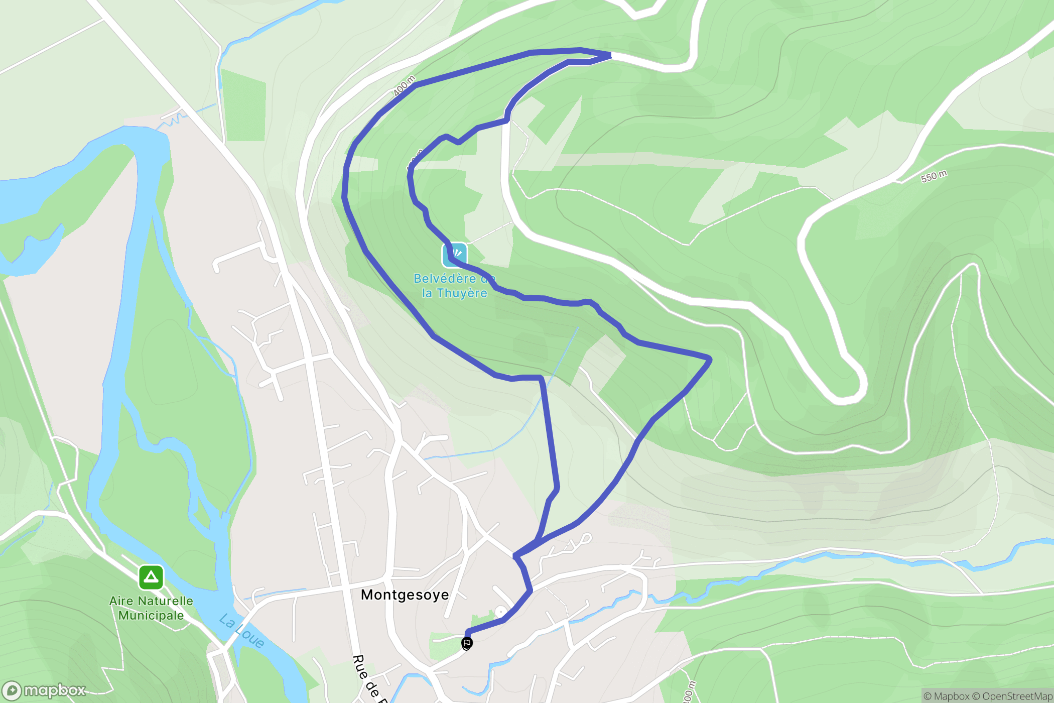 Montgesoye : carte du parcours de randonnée - France