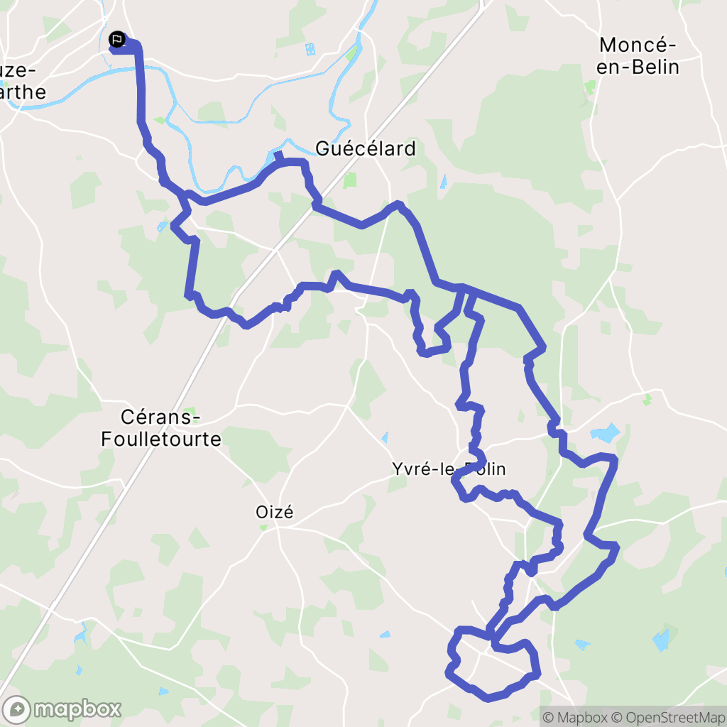 Roëzé-sur-Sarthe : carte du parcours de randonnée - France