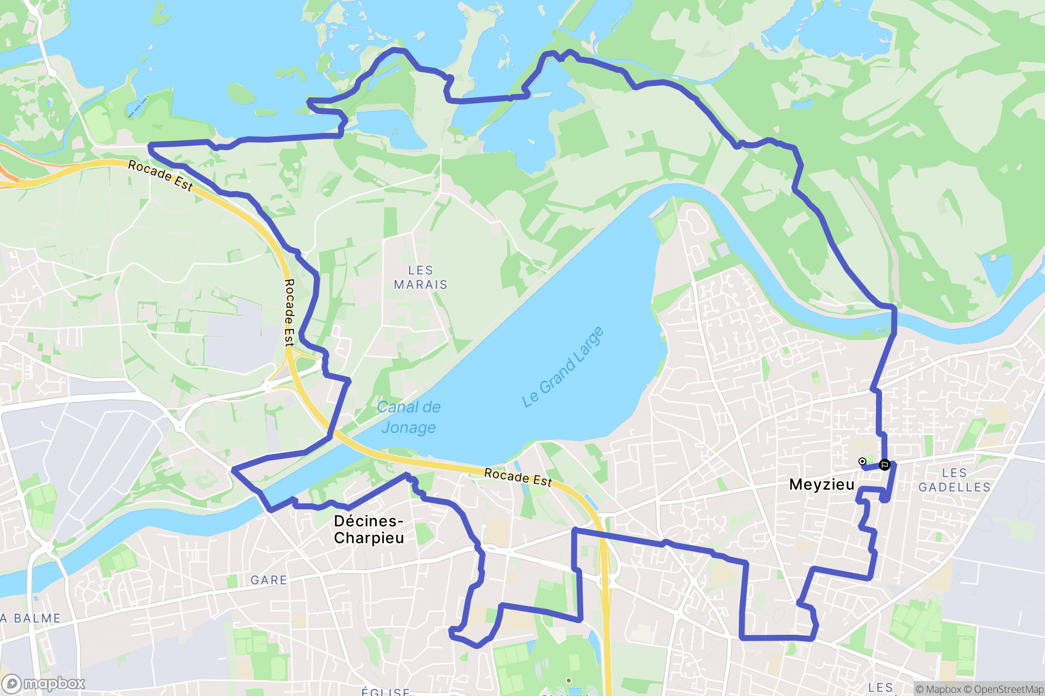 Meyzieu : carte du parcours de randonnée - France