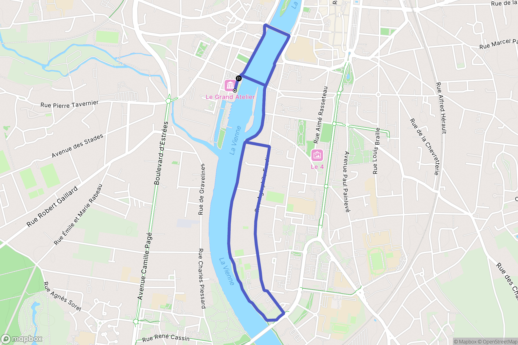 Châtellerault : carte du parcours de randonnée - France