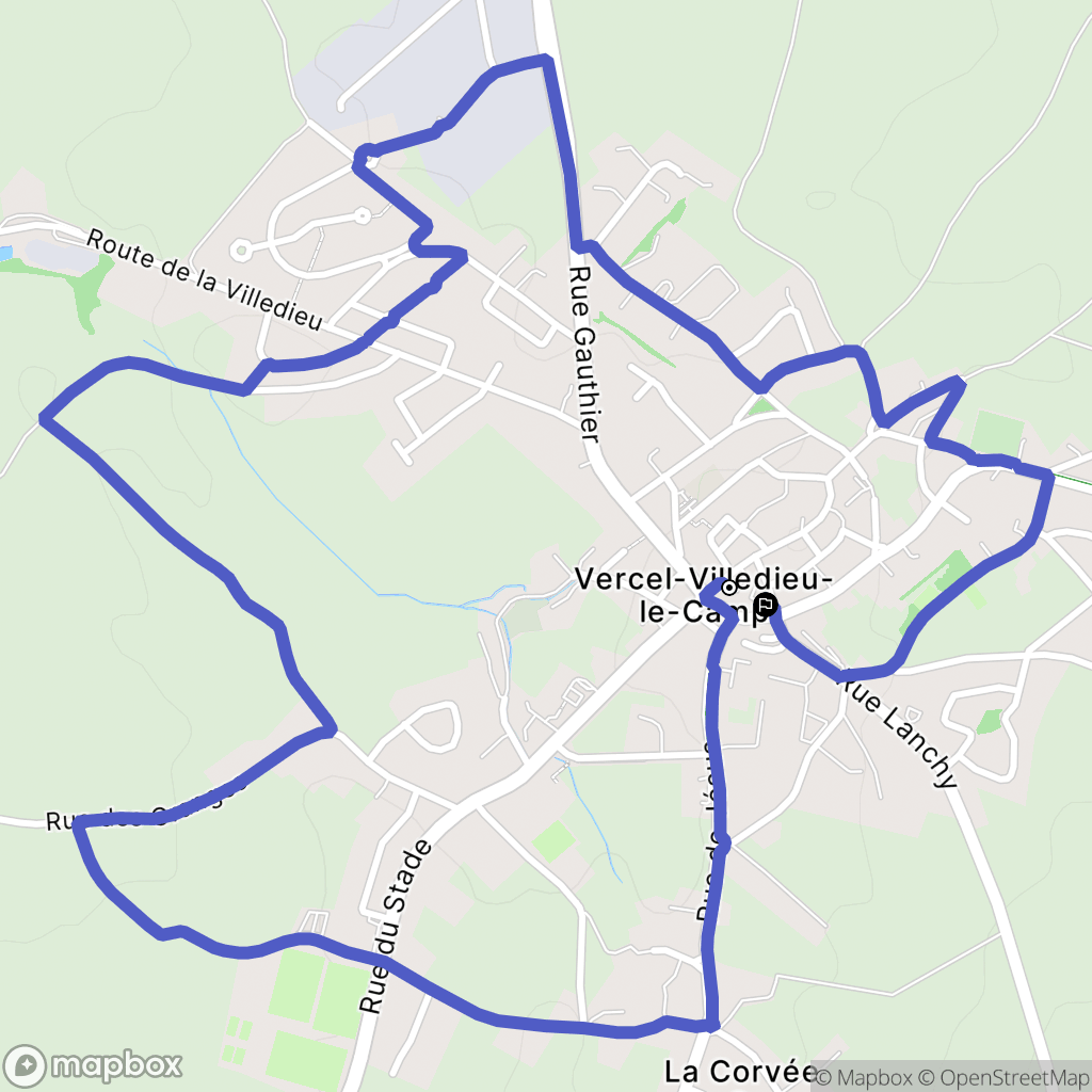 Vercel-Villedieu-le-Camp : carte du parcours de randonnée - France