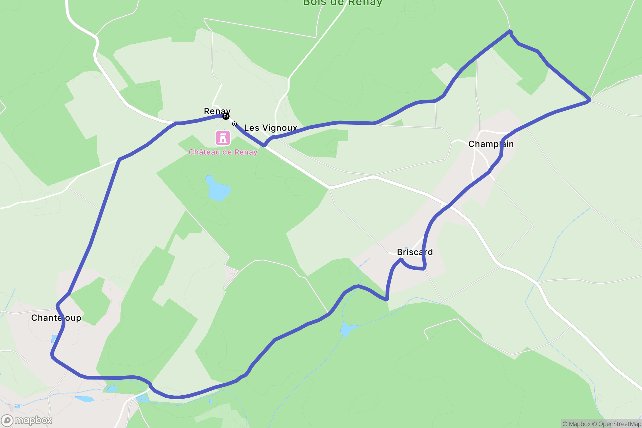 Renay : carte du parcours de randonnée - France