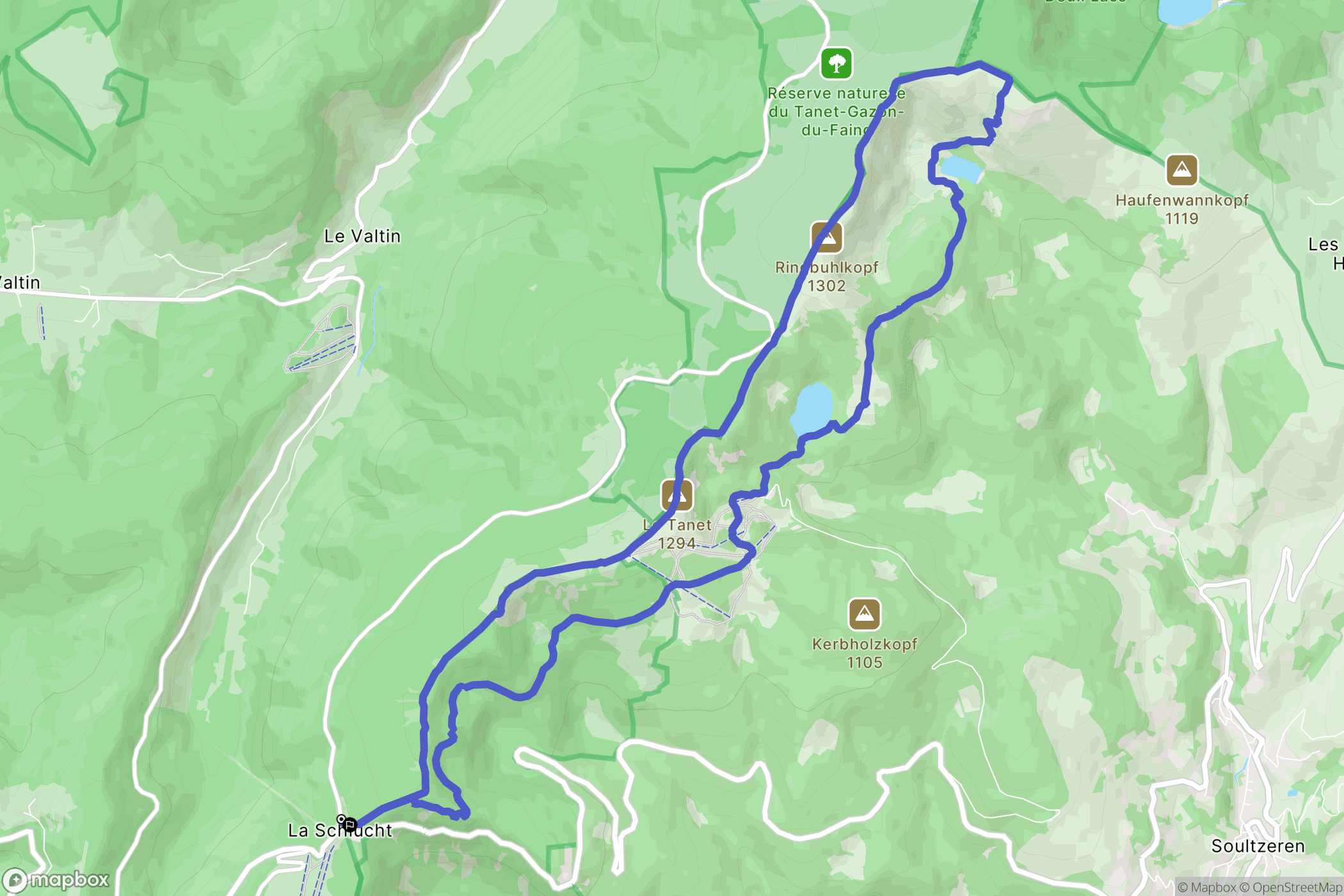 Le Valtin : carte du parcours de randonnée - France