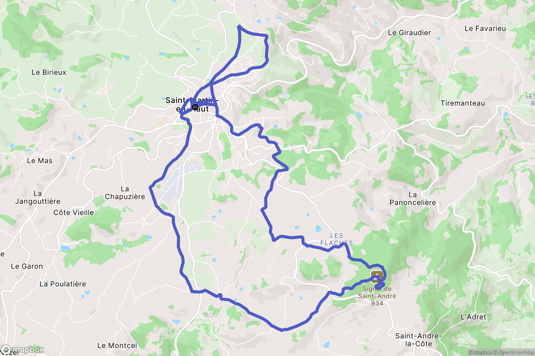 Saint-Martin-en-Haut : carte du parcours de randonnée - France