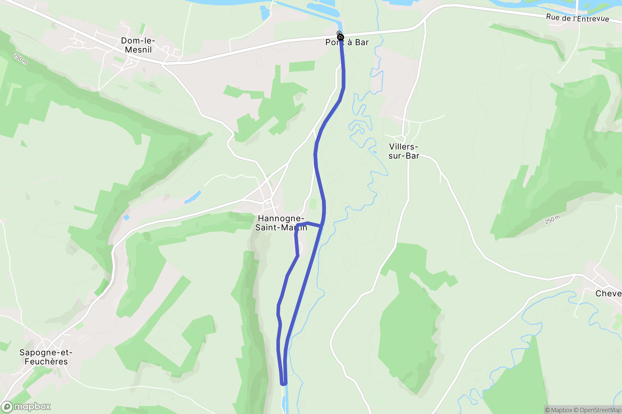 Dom-le-Mesnil : carte du parcours de randonnée - France