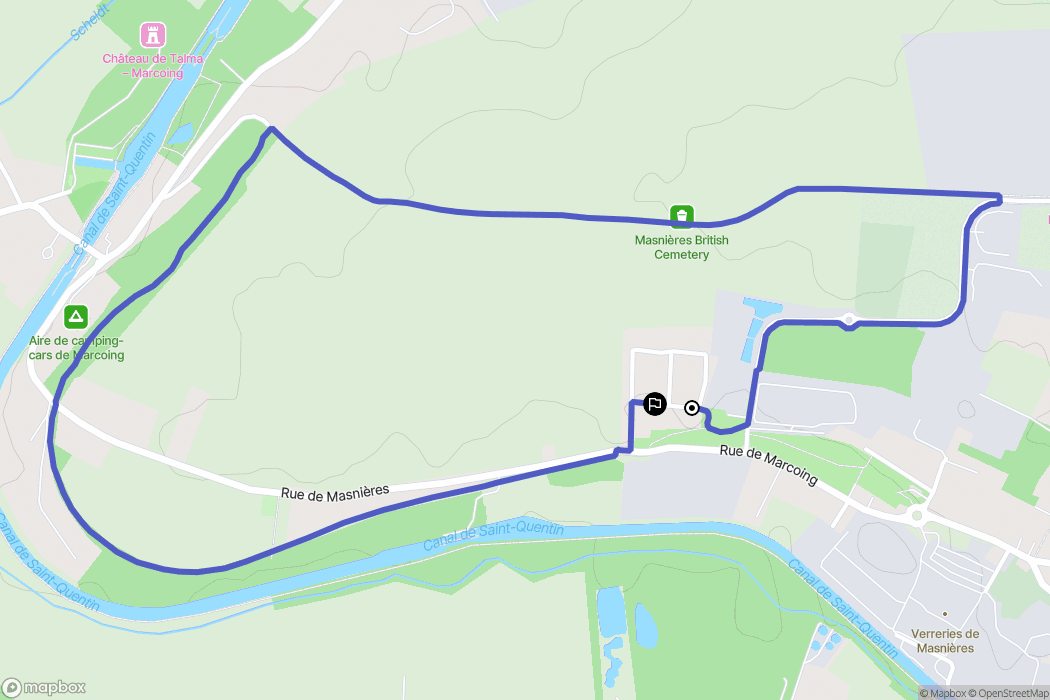 Masnières : carte du parcours de randonnée - France