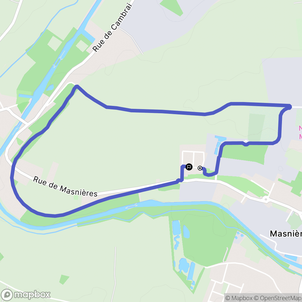 Masnières : carte du parcours de randonnée - France