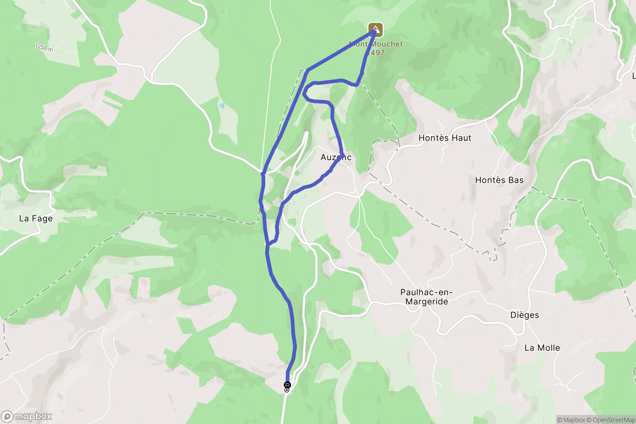 Saint-Privat-du-Fau : carte du parcours de randonnée - France