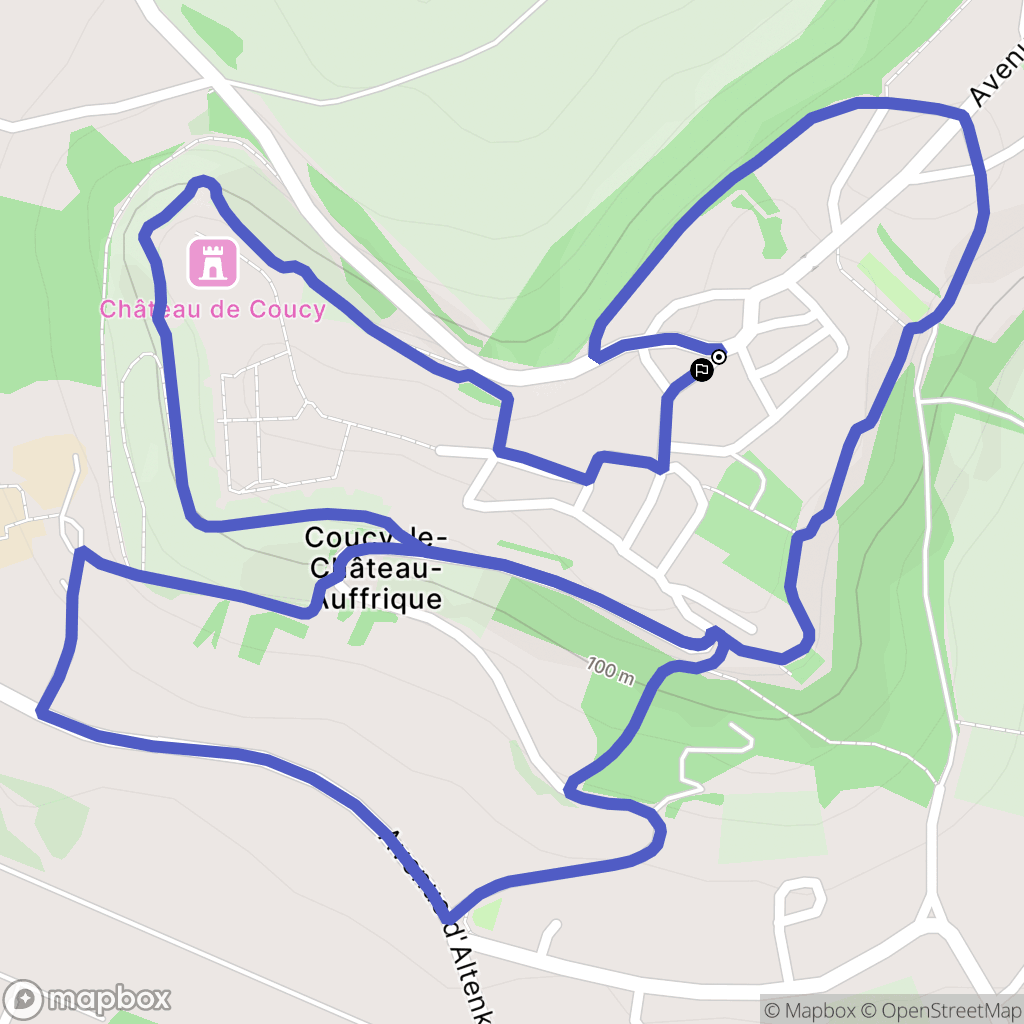 Coucy-le-Château-Auffrique : carte du parcours de randonnée - France