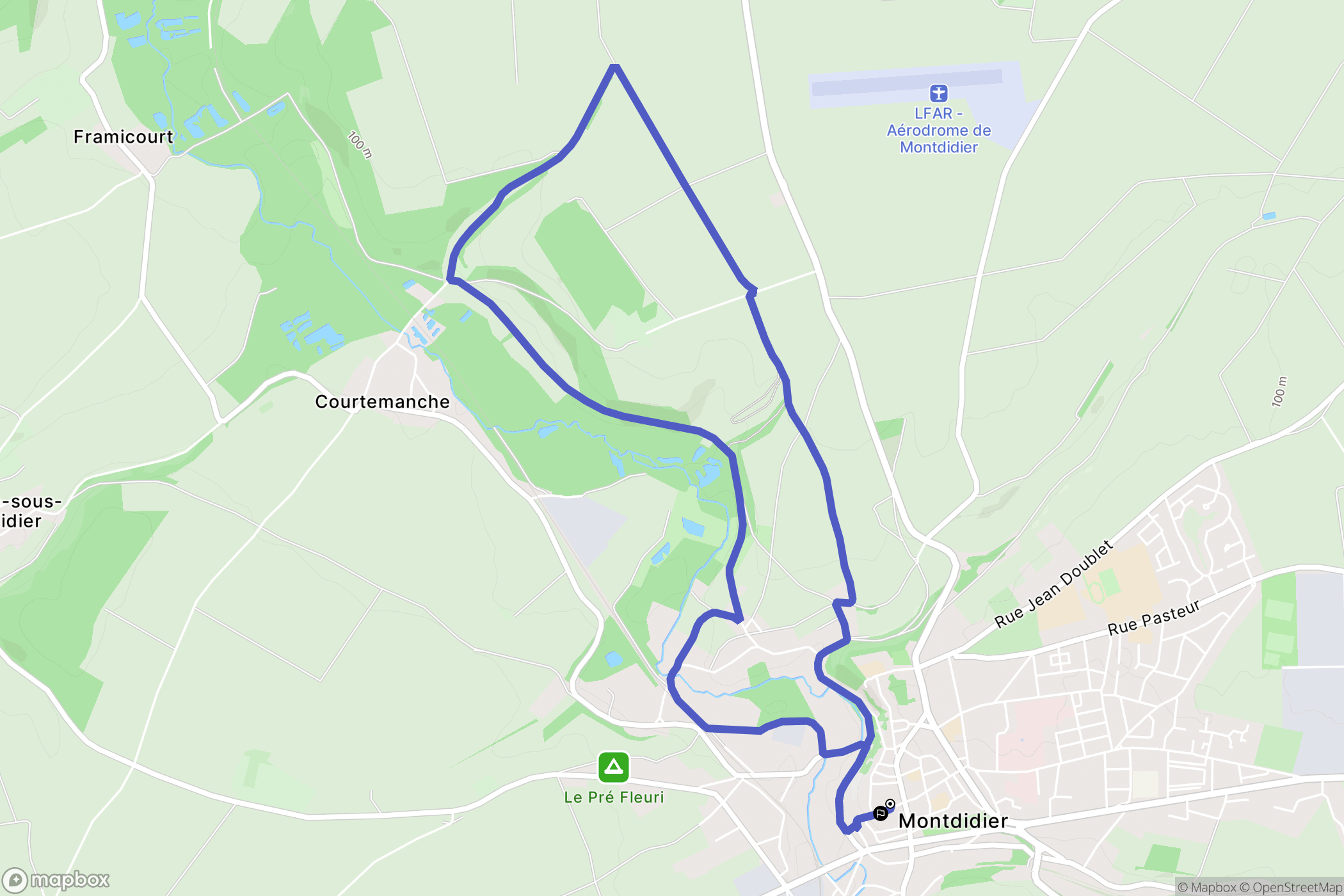 Montdidier : carte du parcours de randonnée - France