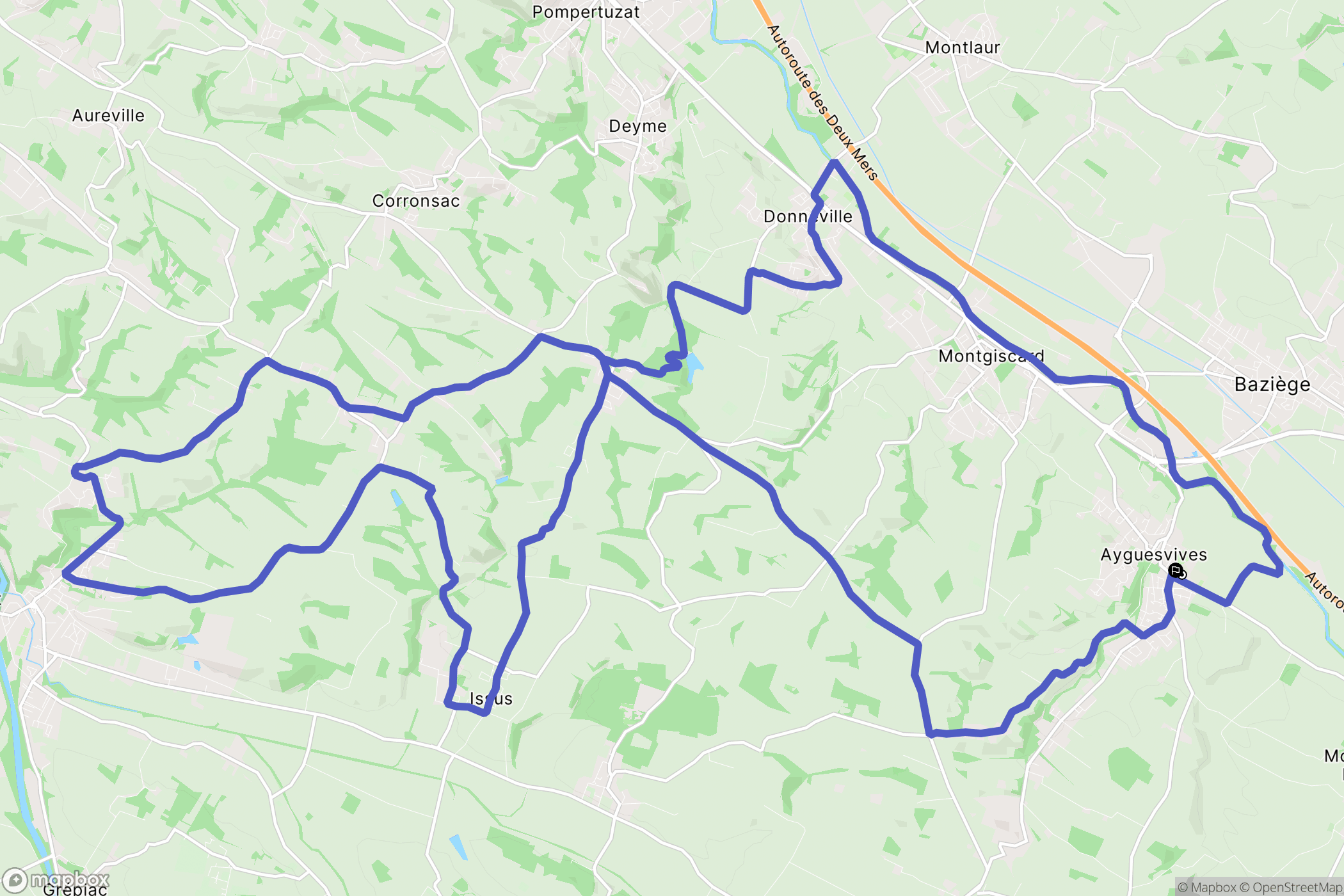 Ayguesvives : carte du parcours de randonnée - France
