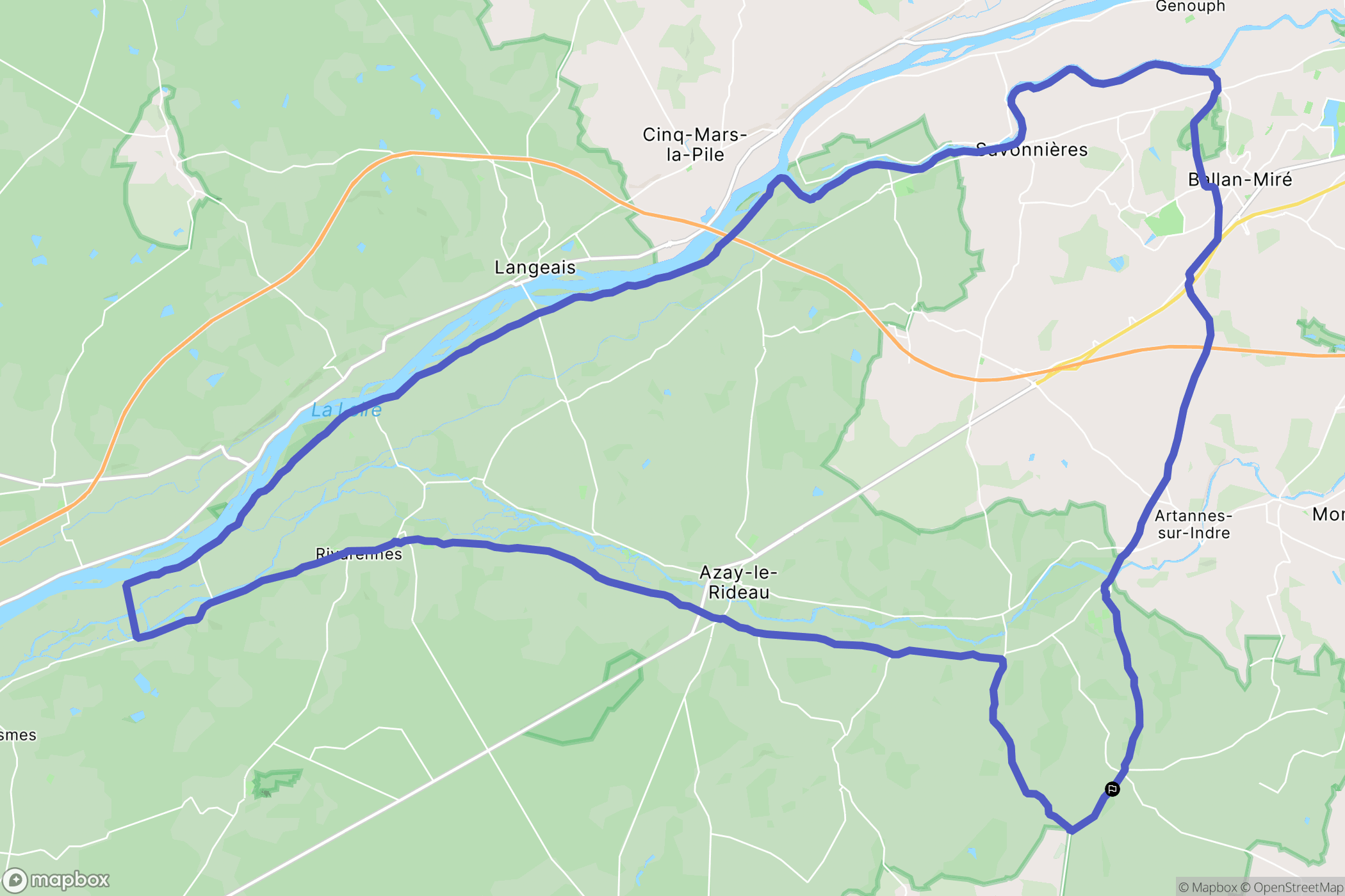 Thilouze : carte du parcours de randonnée - France