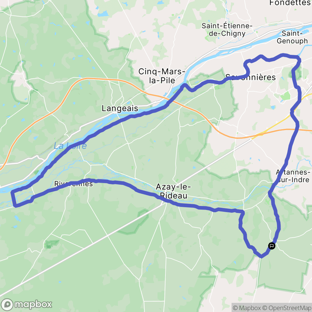 Thilouze : carte du parcours de randonnée - France