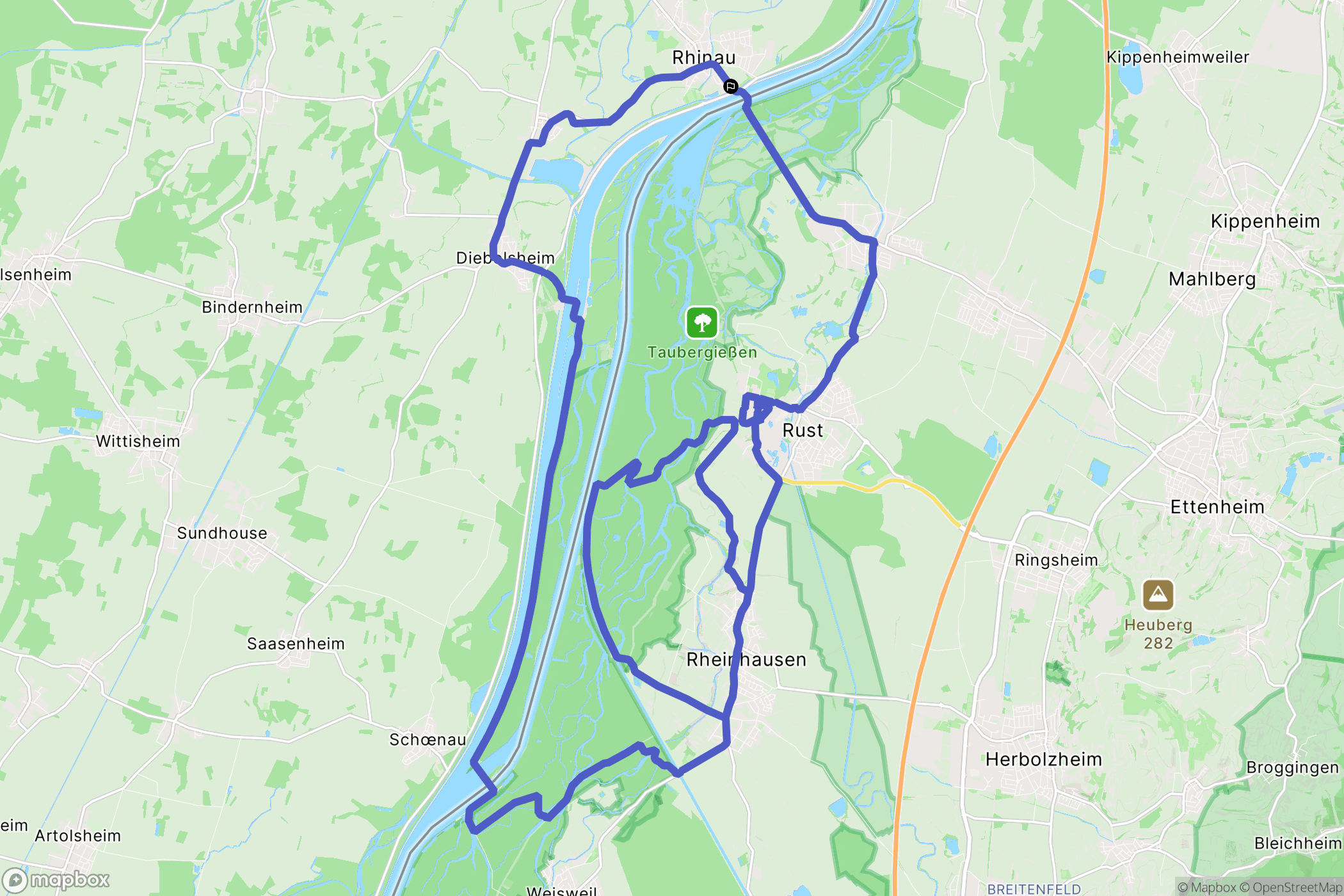 Rhinau : carte du parcours de randonnée - France