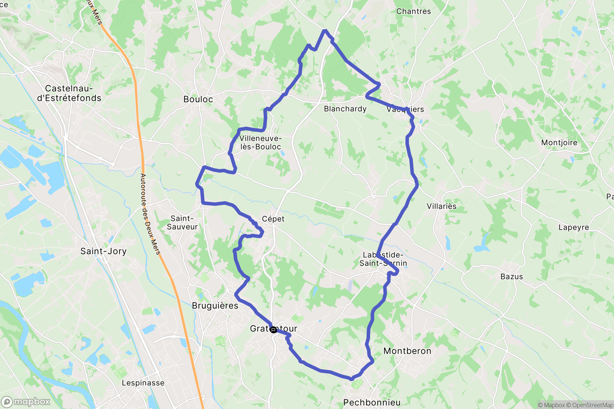 Gratentour : carte du parcours de randonnée - France
