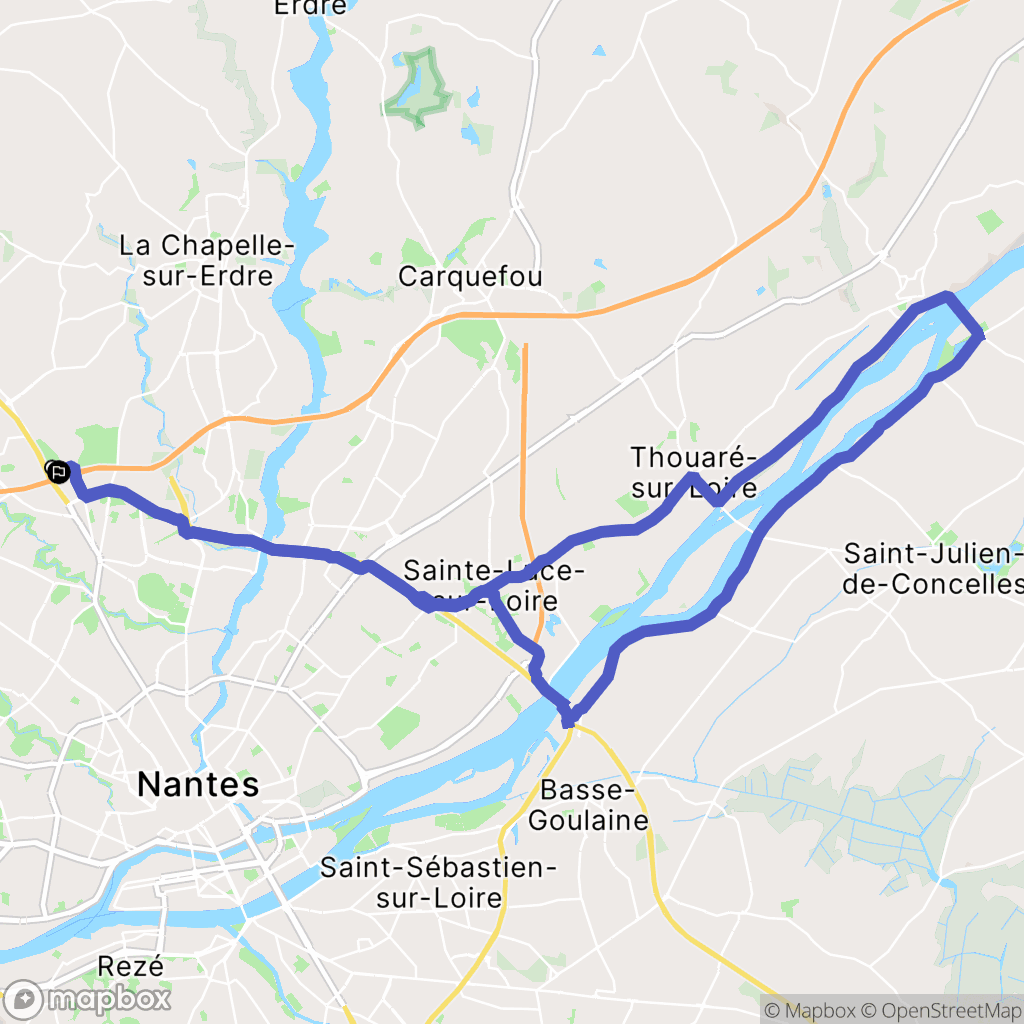 Nantes : carte du parcours de randonnée - France