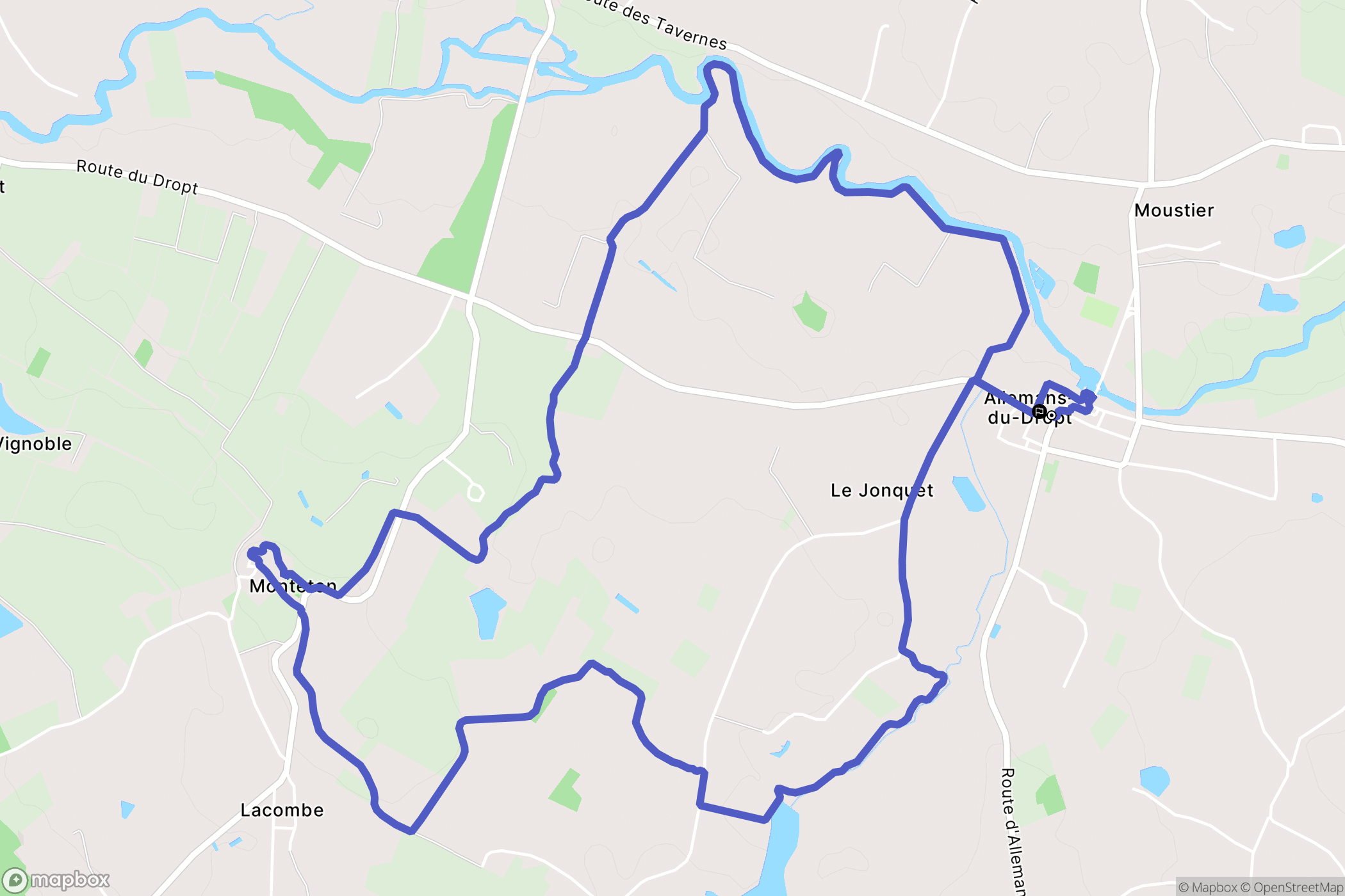 Allemans-du-Dropt : carte du parcours de randonnée - France