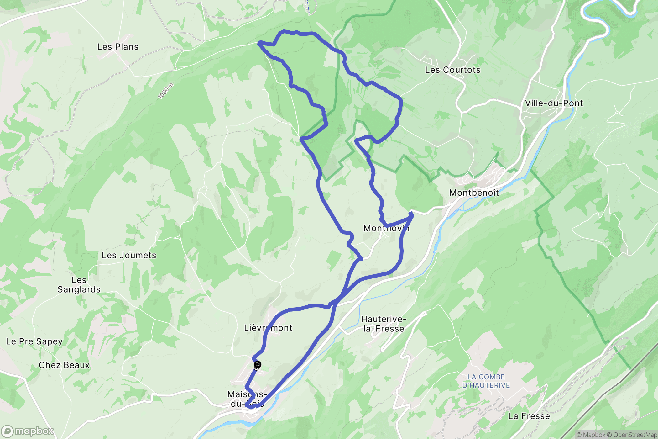 Maisons-du-Bois-Lièvremont : carte du parcours de randonnée - France