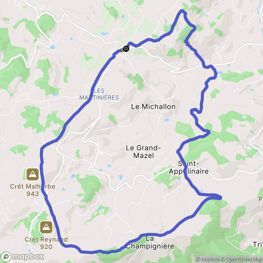 Larajasse : carte du parcours de randonnée - France