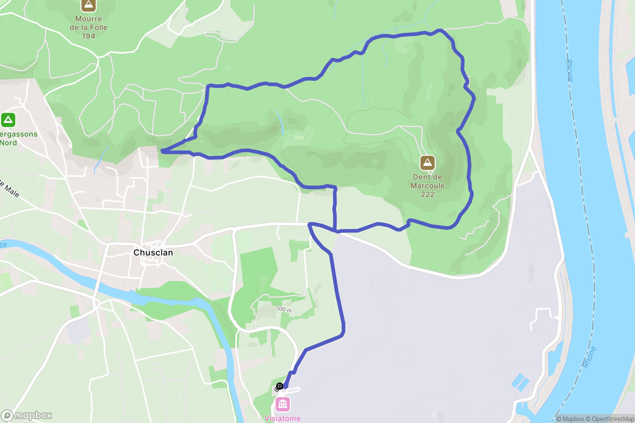 Chusclan : carte du parcours de randonnée - France