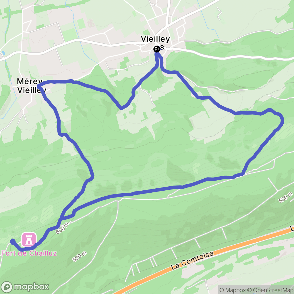 Vieilley : carte du parcours de randonnée - France