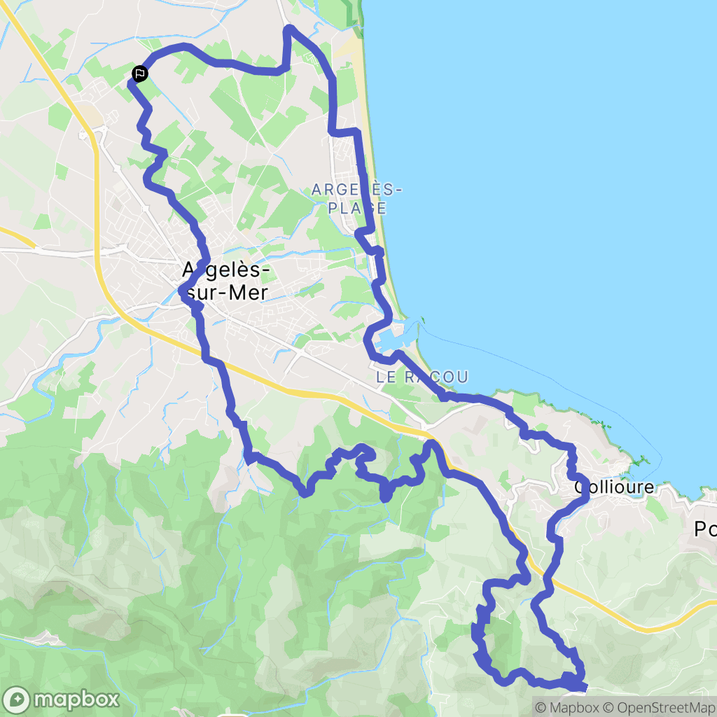 Argelès-sur-Mer : carte du parcours de randonnée - France