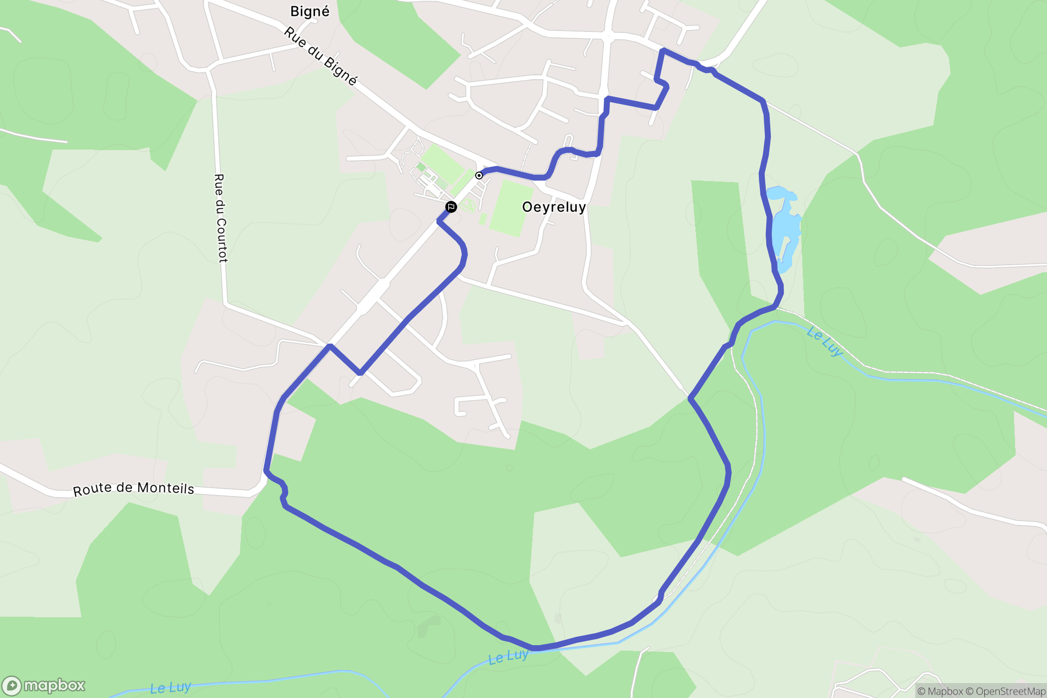 Oeyreluy : carte du parcours de randonnée - France