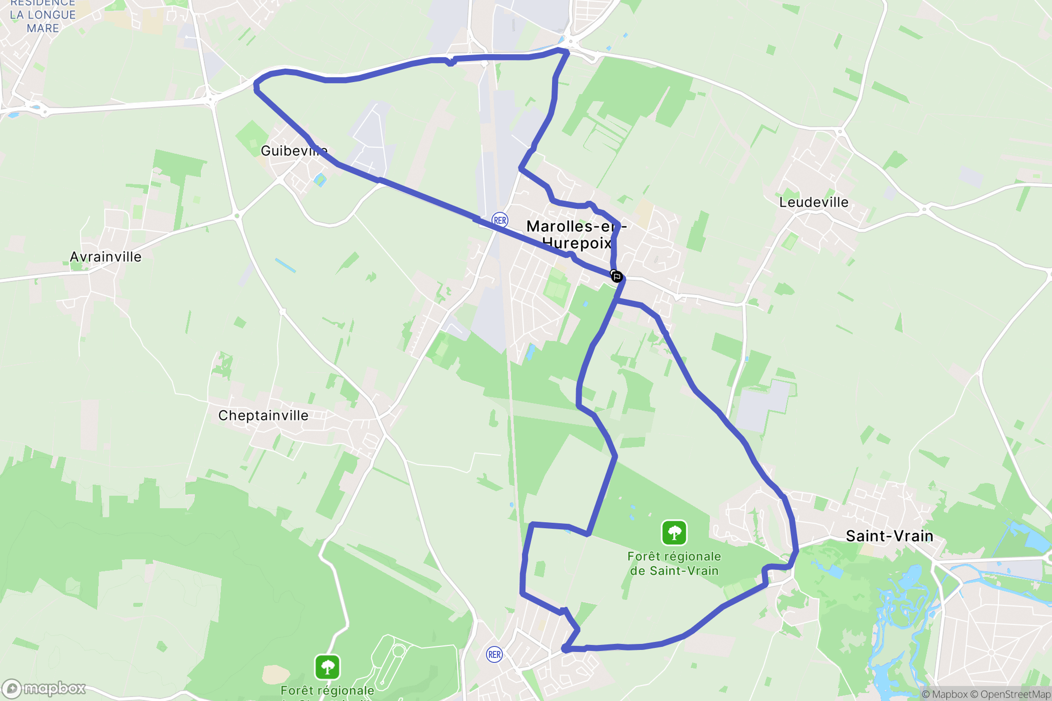Marolles-en-Hurepoix : carte du parcours de randonnée - France
