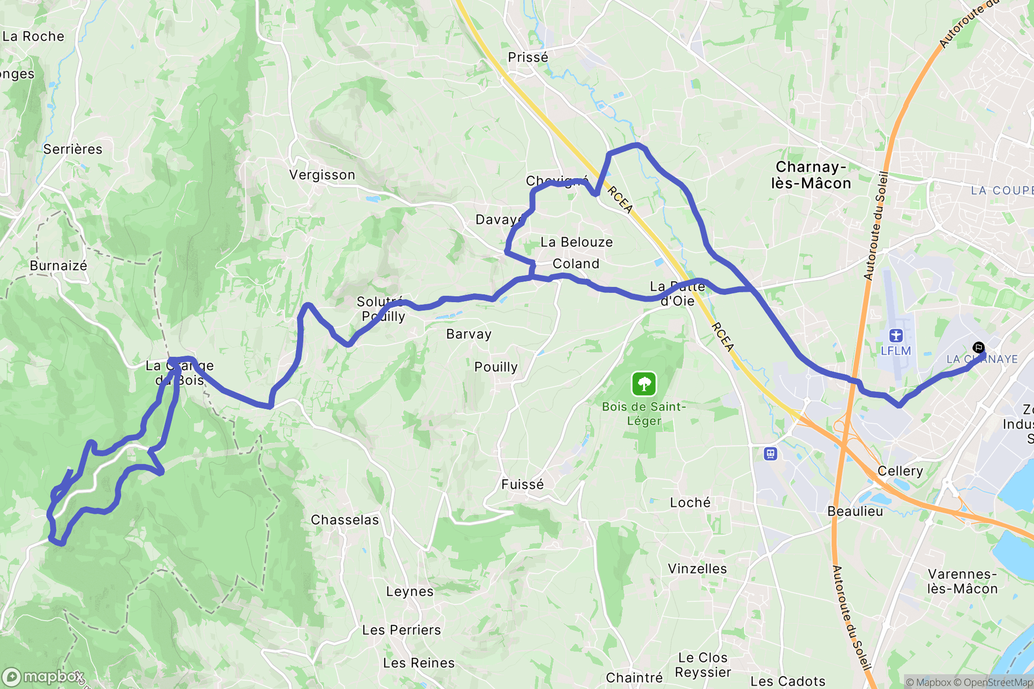 Mâcon : carte du parcours de randonnée - France