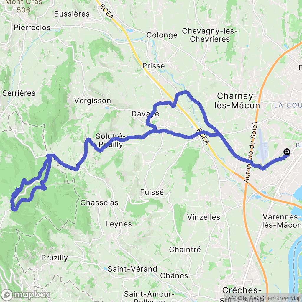 Mâcon : carte du parcours de randonnée - France