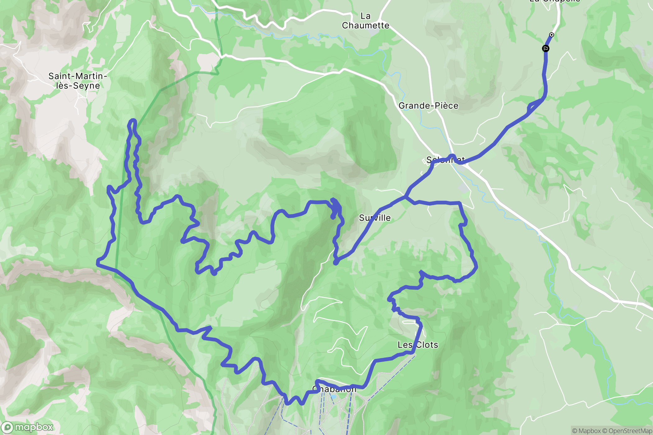 Montclar : carte du parcours de randonnée - France