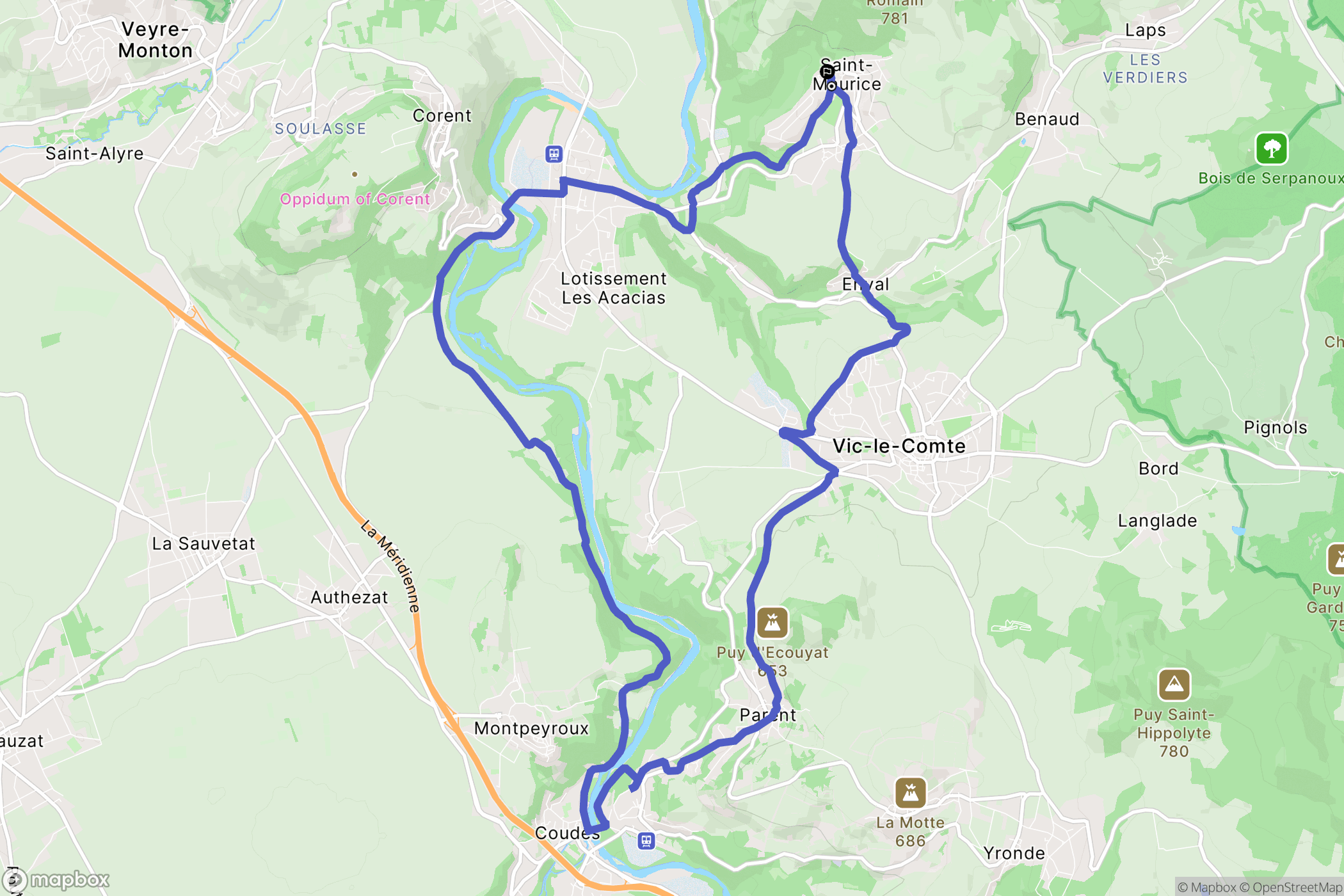 Saint-Maurice : carte du parcours de randonnée - France