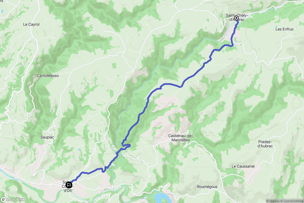Saint-Chély-d'Aubrac : carte du parcours de randonnée - France