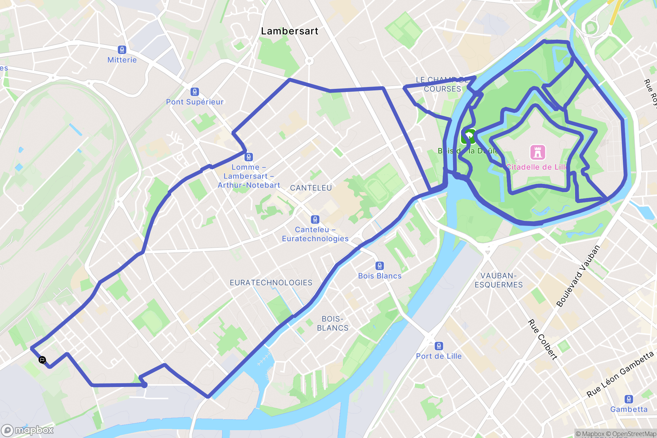 Lille : carte du parcours de randonnée - France