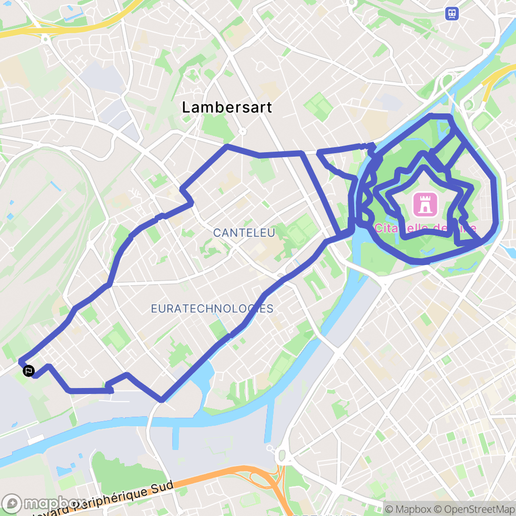 Lille : carte du parcours de randonnée - France