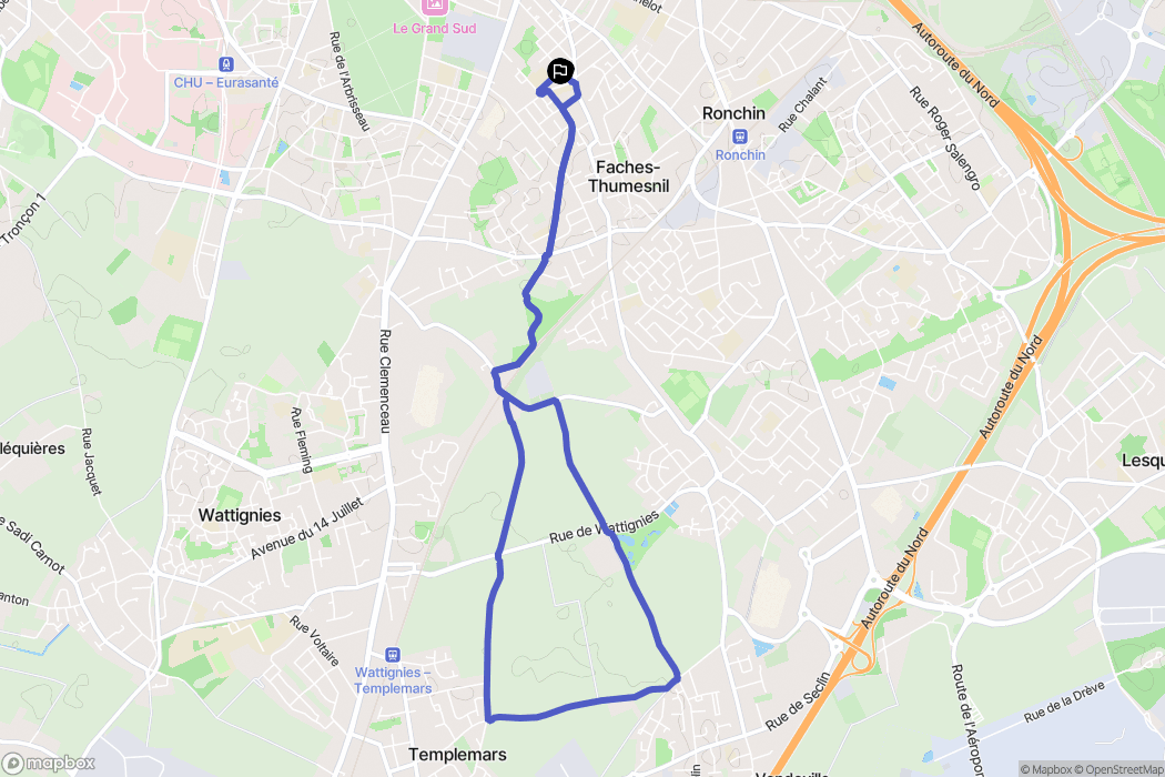 Faches-Thumesnil : carte du parcours de randonnée - France