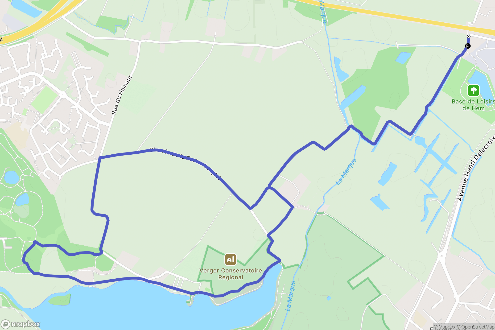 Hem : carte du parcours de randonnée - France