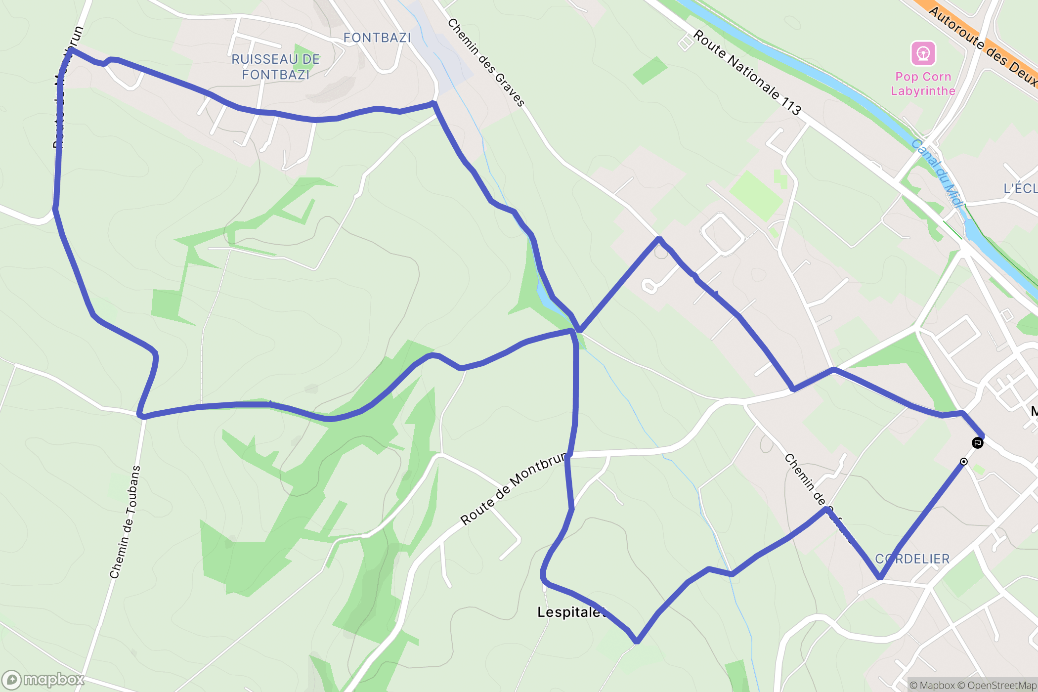 Montgiscard : carte du parcours de randonnée - France