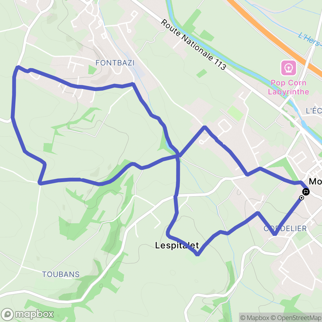 Montgiscard : carte du parcours de randonnée - France
