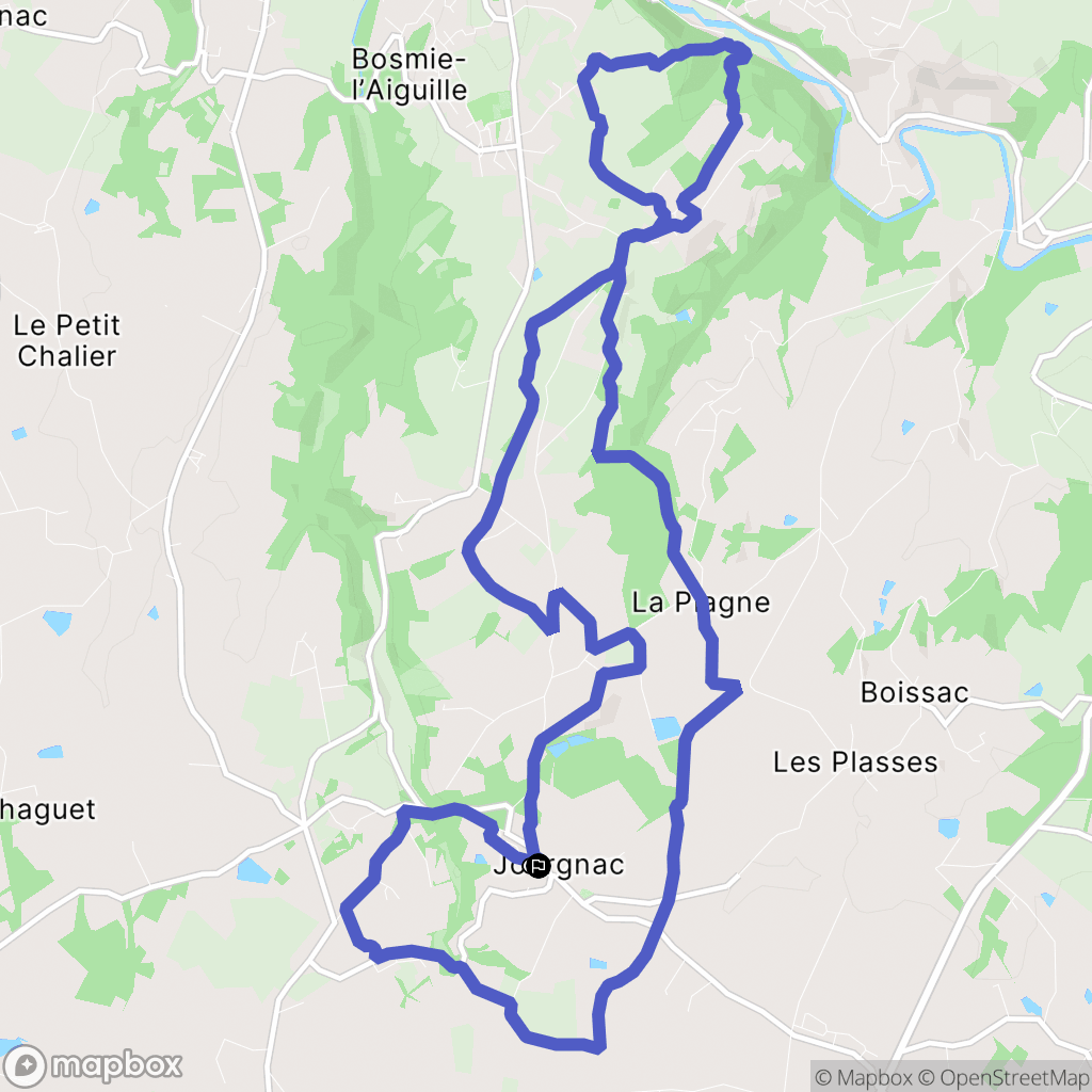 Jourgnac : carte du parcours de randonnée - France