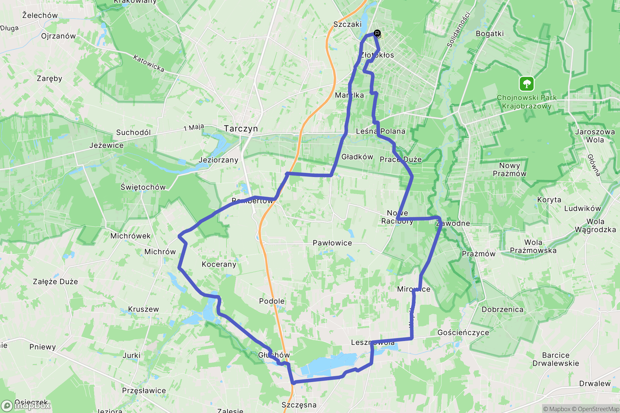 Złotokłos: mapa trasy - Poland