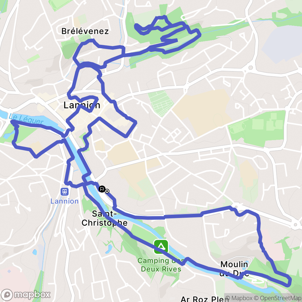 Lannion : carte du parcours de randonnée - France