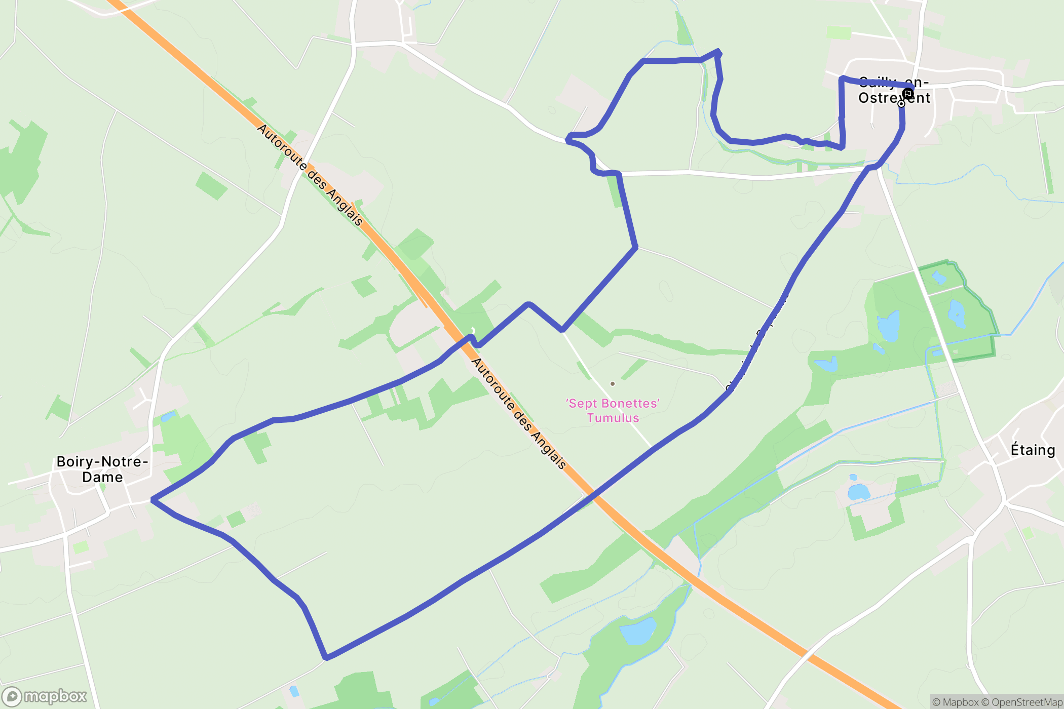 Sailly-en-Ostrevent : carte du parcours de randonnée - France