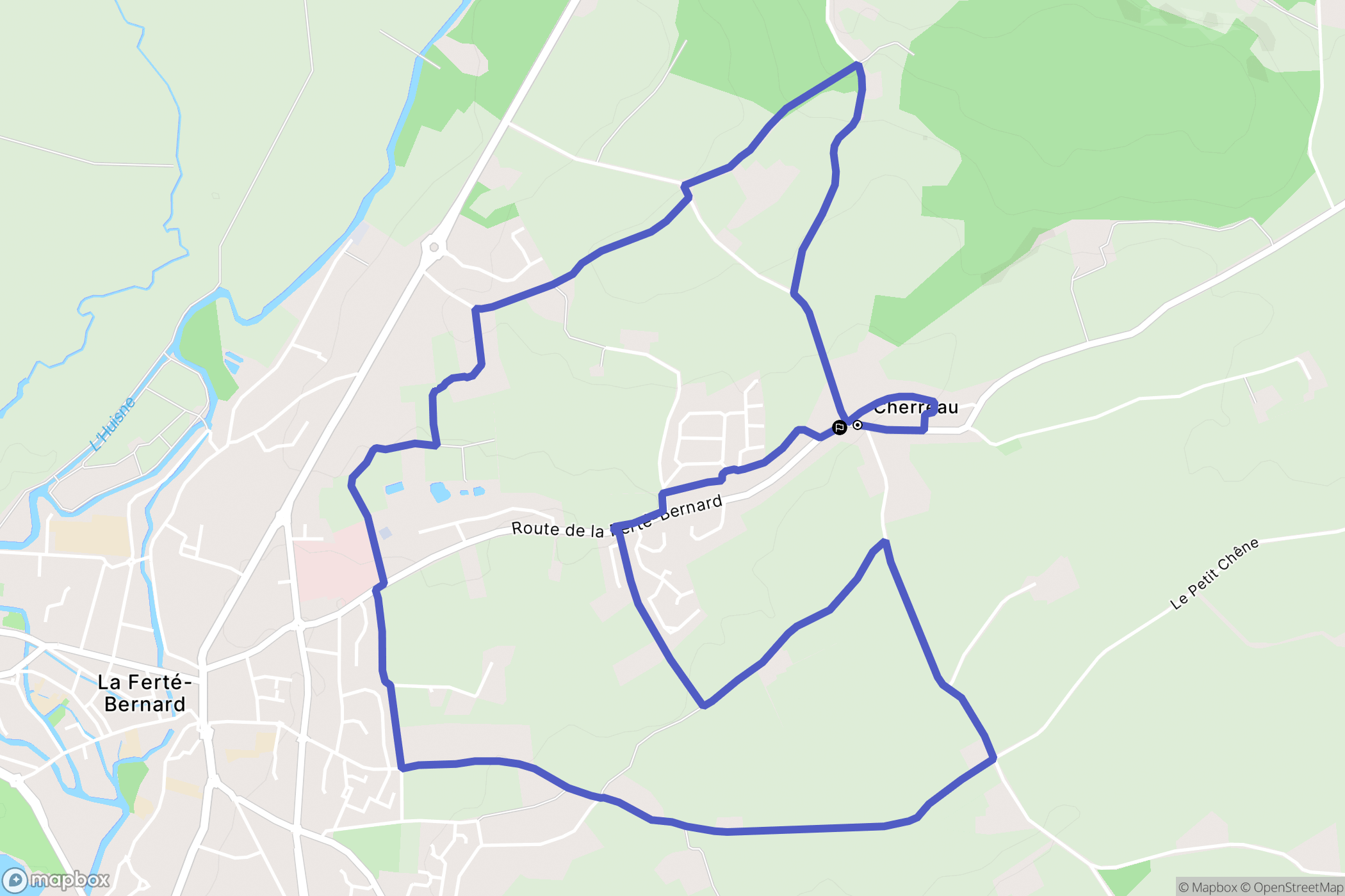 Cherré-Au : carte du parcours de randonnée - France