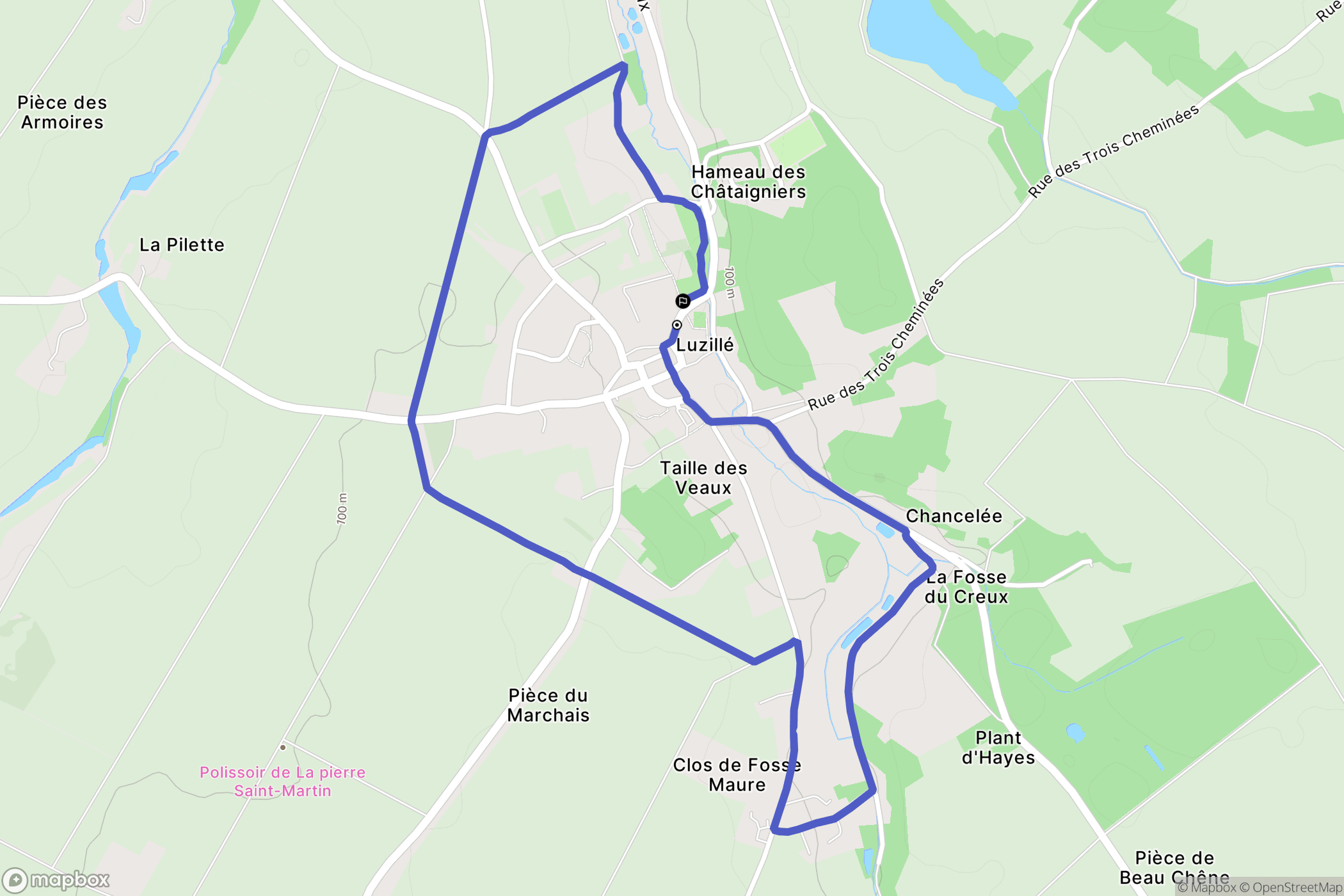 Luzillé : carte du parcours de randonnée - France