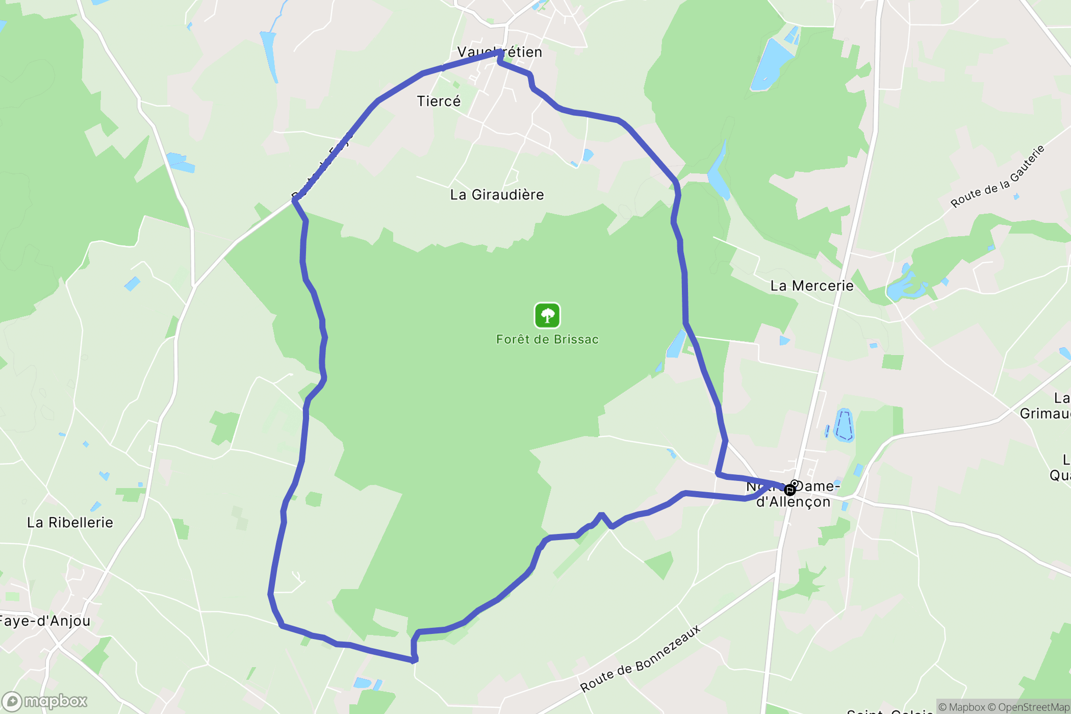 Terranjou : carte du parcours de randonnée - France