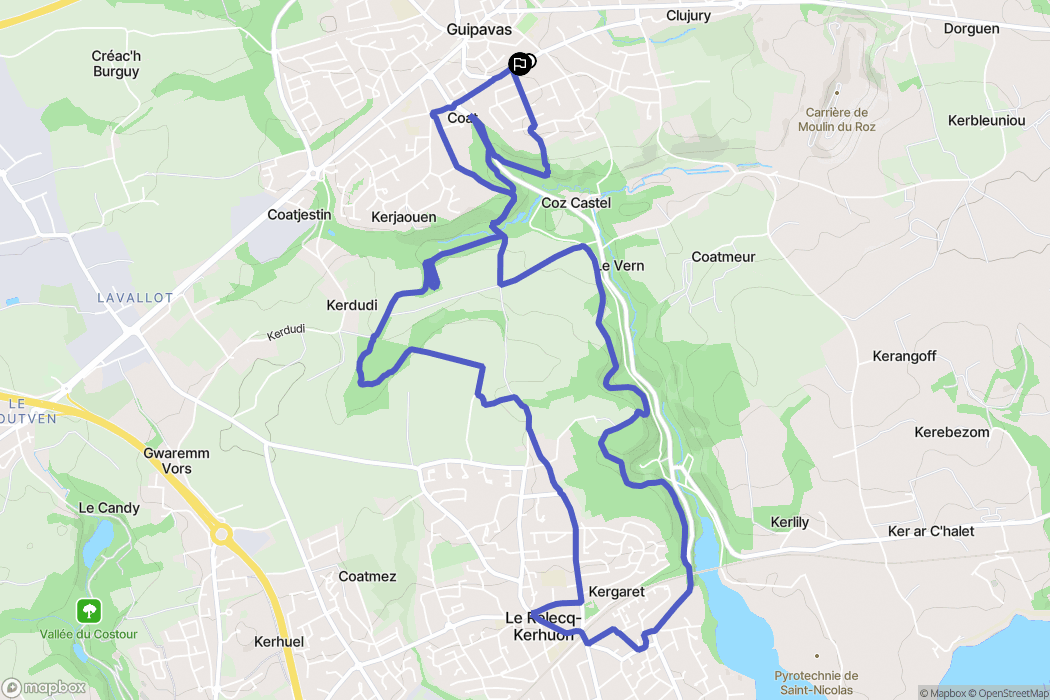 Guipavas : carte du parcours de randonnée - France